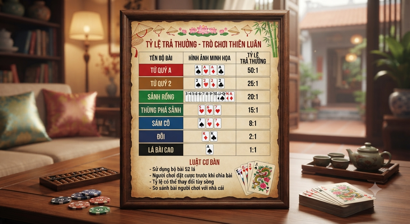 tỷ lệ trả thưởng của trò chơi bài tianlun